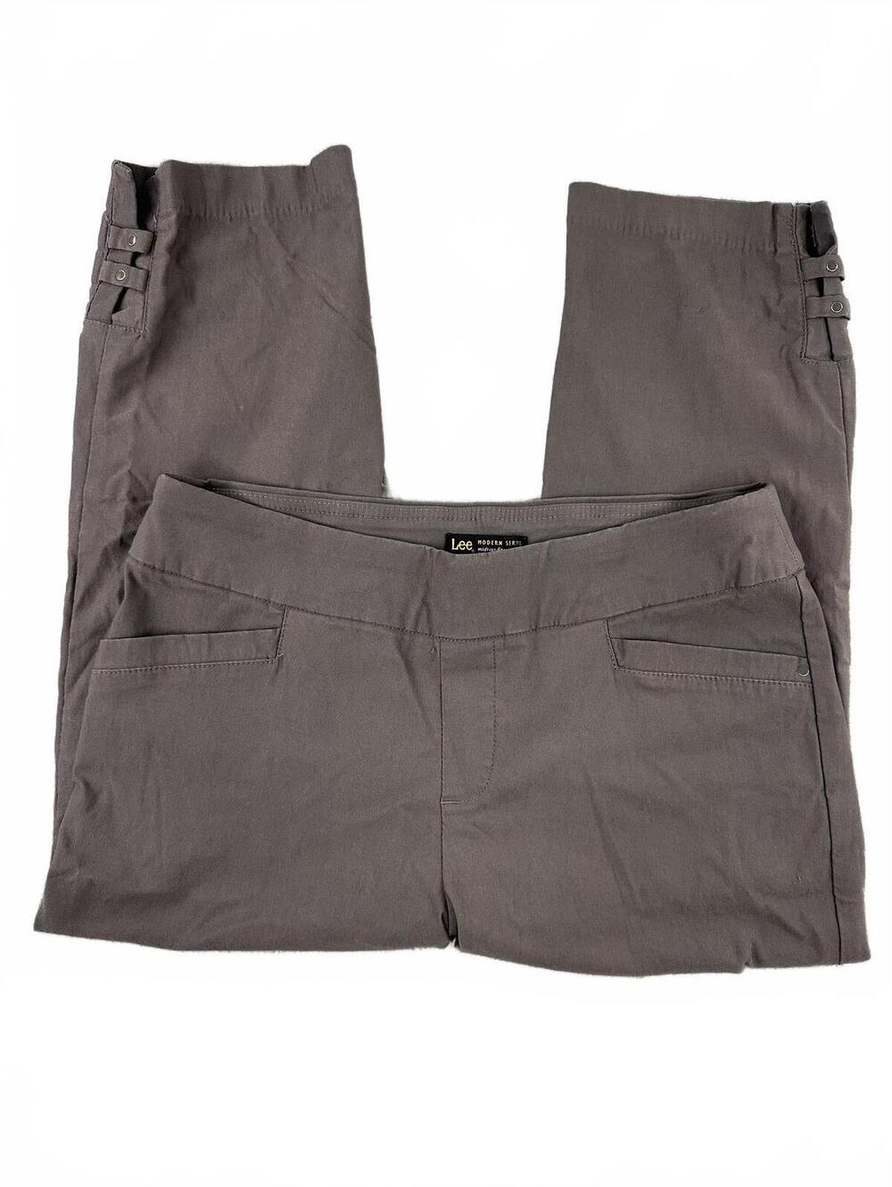 Lee Modern Series Gray Midrise Capri Pants with Side Buckle Detail